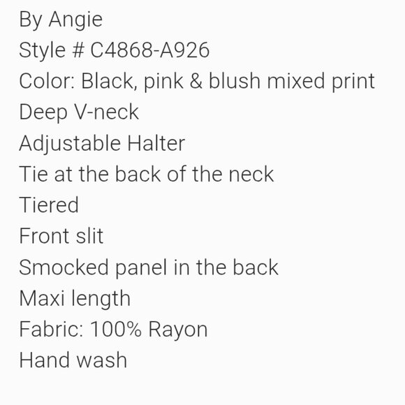 Angie black and pink patchwork halter maxi dress size large nwt - Picture 5 of 5